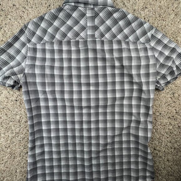 AX Armani Exchange Short Sleeve Button Up Shirt Small Slim Fit Cotton Gray Plaid - Picture 13 of 13